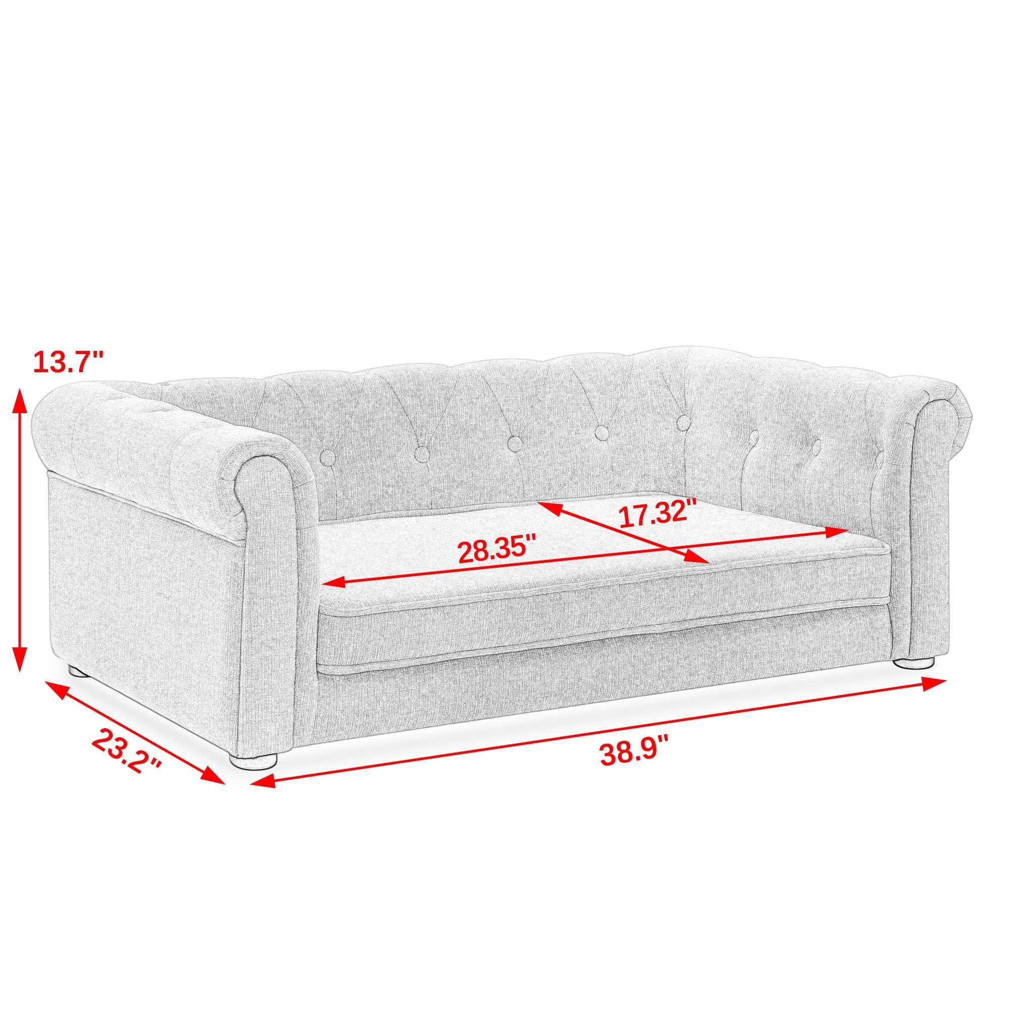 Elegant Rectangle Pet Bed, Durable Elevated Dog Sofa Bed, Comfortable Dog Couch, Blue Foam, 40'*23'*14'