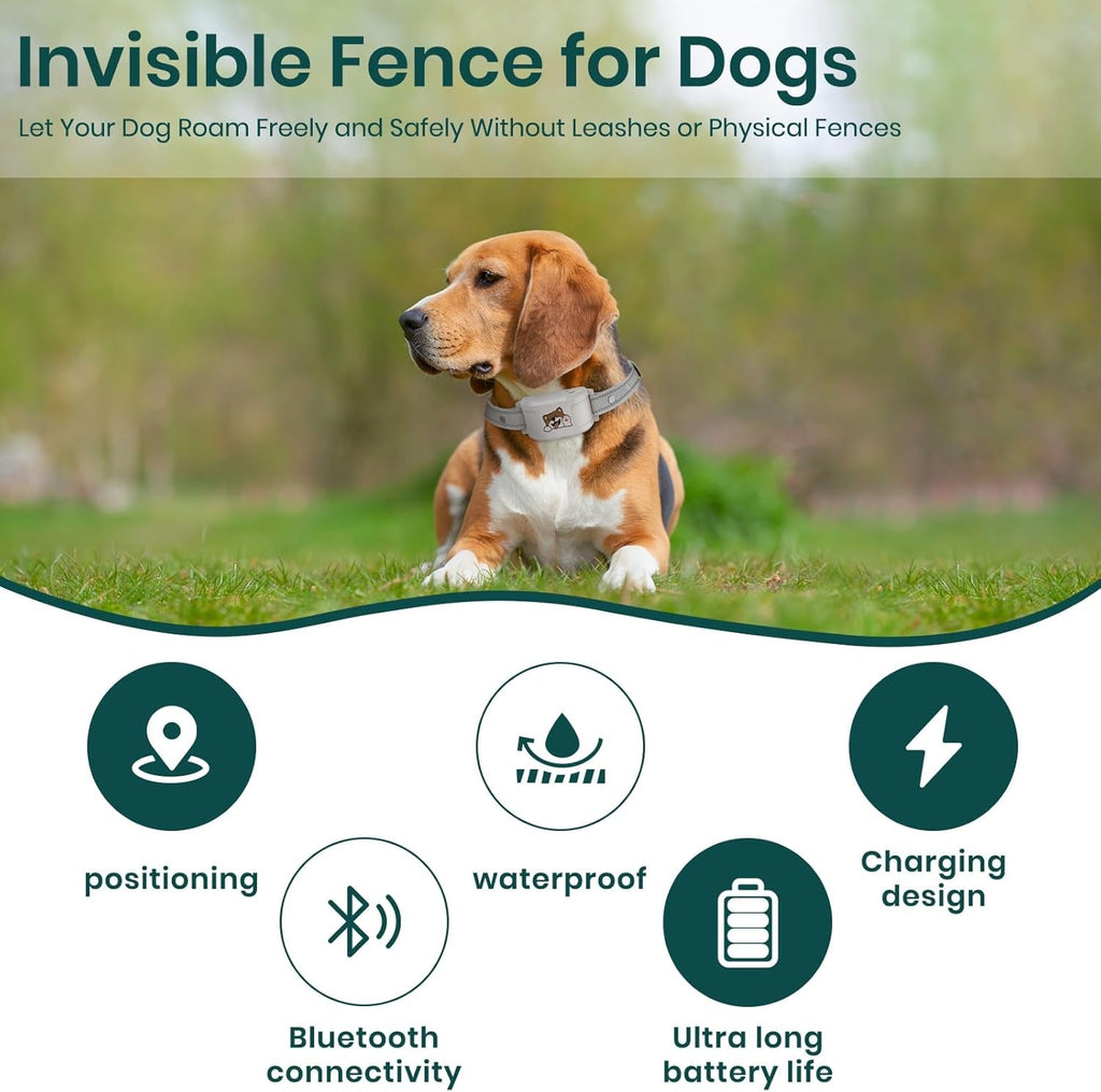 GPS Dog Collar Wireless Fence Training Waterproof App Control No Subscription