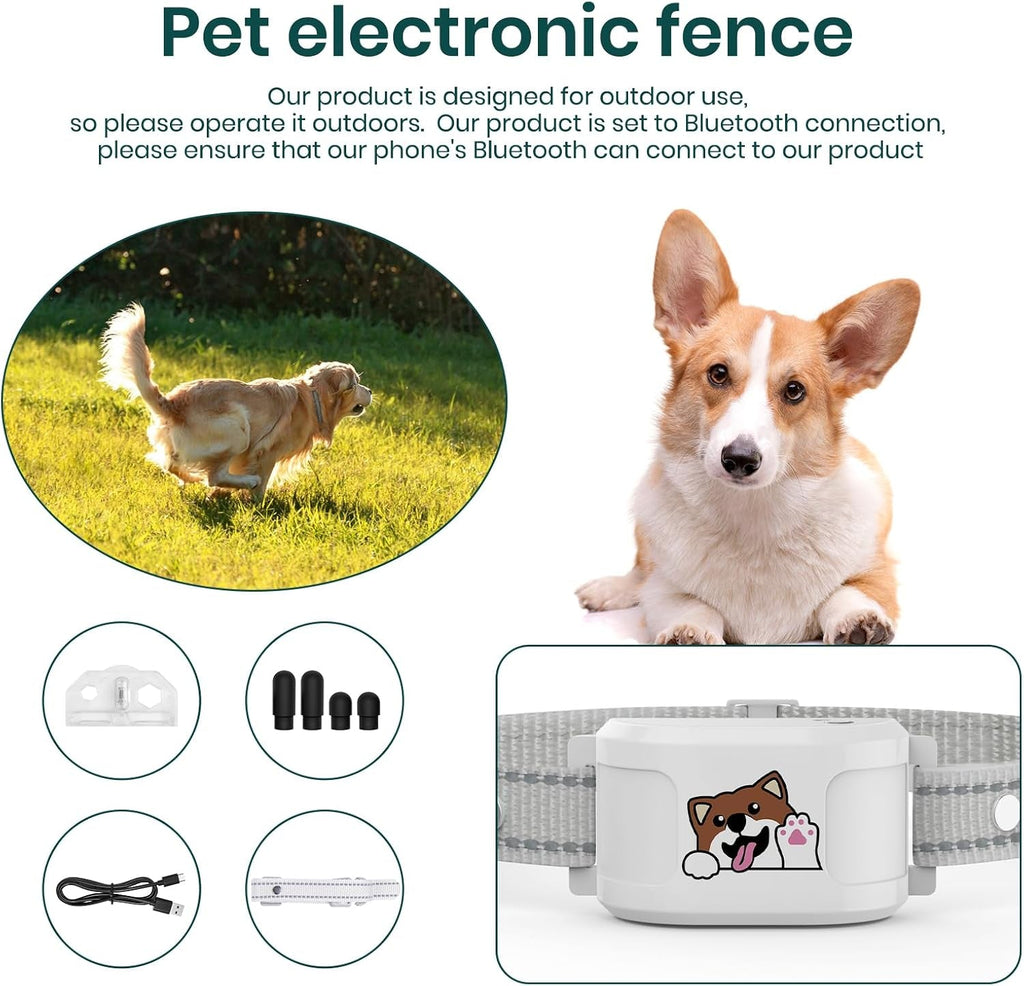 GPS Dog Collar Wireless Fence Training Waterproof App Control No Subscription