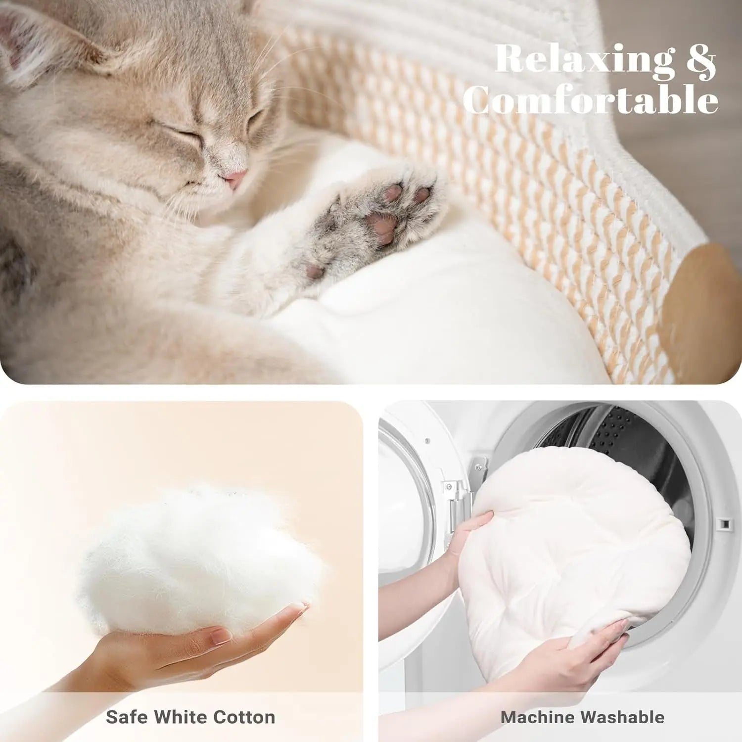 Woven Cat & Small Dog Bed Basket Cushion 18.5in Washable in 3 Colors