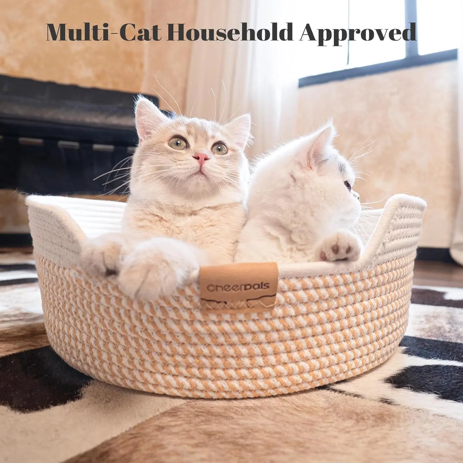 Woven Cat & Small Dog Bed Basket Cushion 18.5in Washable in 3 Colors